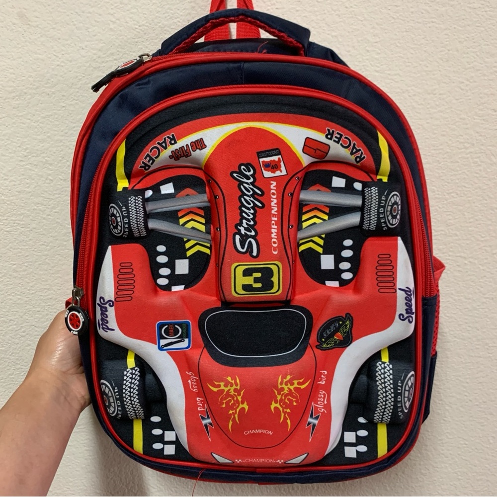 Racing car backpack boys school backpack 16"